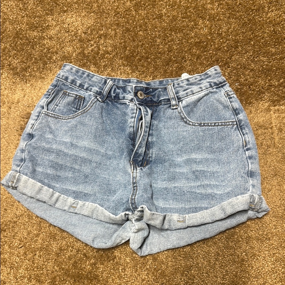 SHEIN Blue Jean Shorts High-Waisted Distressed